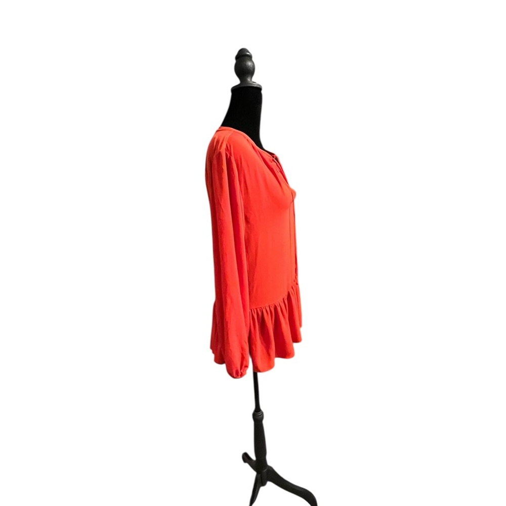LOFT Red Orange Long Sleeve Blouse M - Picture 2 of 6